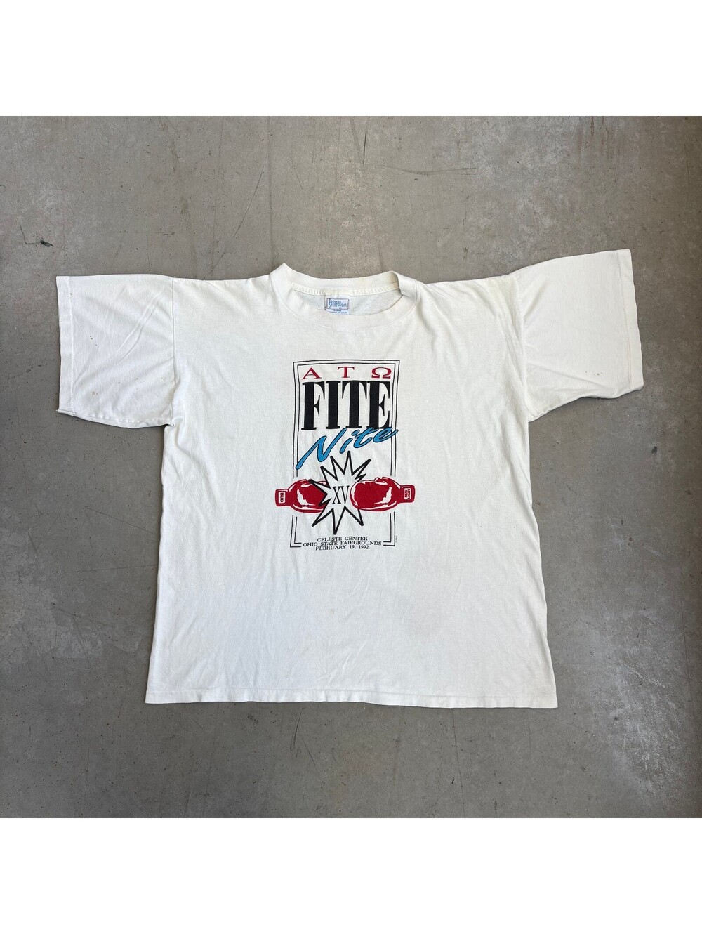 Vintage 90s Budweiser Fraternity Fite Nite Boxing T-Shirt Extra Large White
